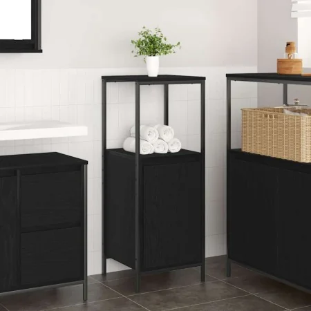 Mueble de baño con estantes roble negro 36x35x95 cm de , Tocadores de baño - Ref: Foro24-861912, Precio: 53,19 €, Descuento: %