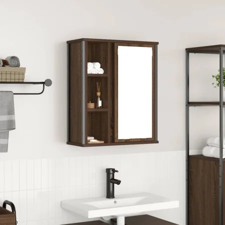 Mueble de baño de pared con espejo roble marrón 50x21x60 cm de , Tocadores de baño - Ref: Foro24-861906, Precio: 62,41 €, Des...