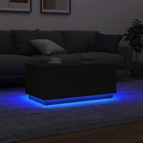 Mesa de centro con luces LED roble negro 90x50x40 cm de , Mesas de centro - Ref: Foro24-862260, Precio: 91,61 €, Descuento: %