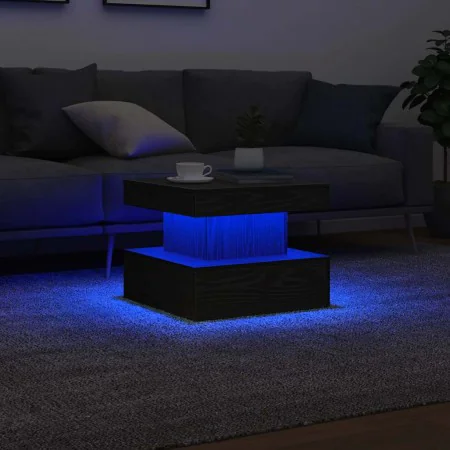 Mesa de centro con luces LED roble negro 50x50x40 cm de , Mesas de centro - Ref: Foro24-862255, Precio: 69,82 €, Descuento: %