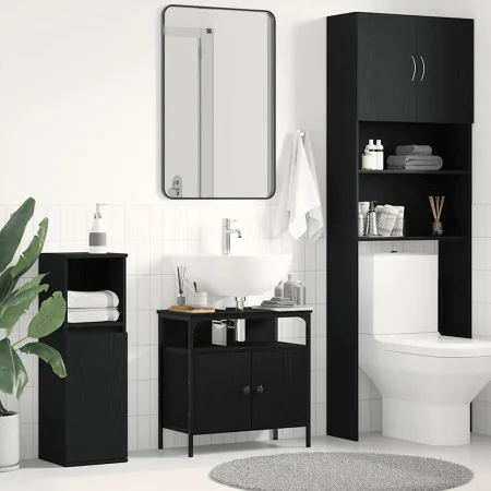 Mueble de baño para lavabo de madera de roble negro 60x30x60 cm de , Tocadores de baño - Ref: Foro24-862234, Precio: 52,13 €,...