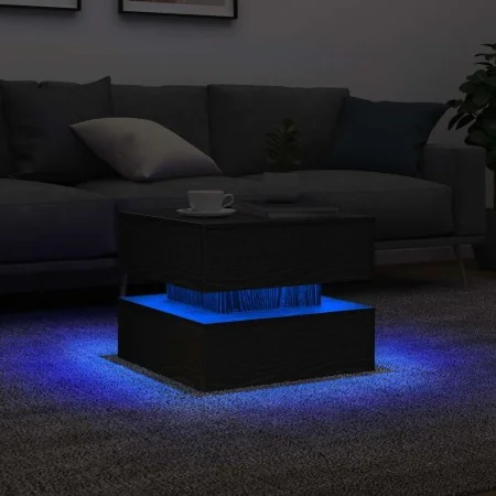 Mesa de centro con luces LED roble negro 50x50x40 cm by , Coffee table - Ref: Foro24-862257, Price: 81,29 €, Discount: %