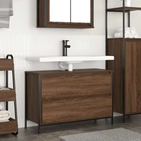 Mueble de baño con lavabo y cajones roble marrón 90x34,5x60 cm de , Tocadores de baño - Ref: Foro24-861881, Precio: 79,05 €, ...