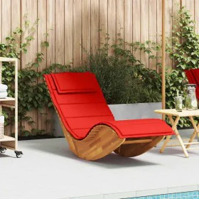 Tumbona mecedora con cojín de madera maciza de acacia de , Tumbonas - Ref: Foro24-4103886, Precio: 149,04 €, Descuento: %
