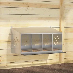 Nido para gallinas con 4 compartimentos plateado galvanizado de , Jaulas y habitáculos para animales pequeños - Ref: Foro24-8...