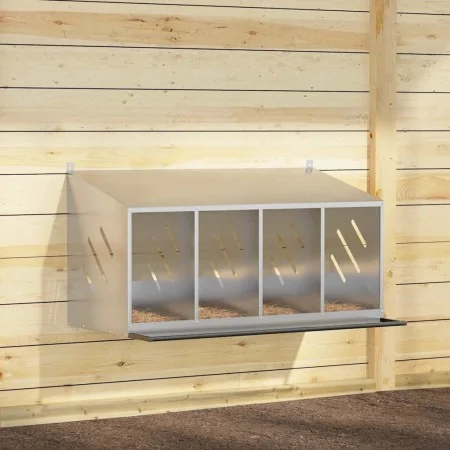 Nido para gallinas con 4 compartimentos plateado galvanizado de , Jaulas y habitáculos para animales pequeños - Ref: Foro24-8...