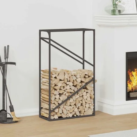 Leñero negro 60x25x100 cm Acero laminado en frío de , Bolsas y soportes de leña - Ref: Foro24-864327, Precio: 41,65 €, Descue...