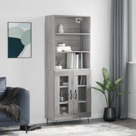 Aparador alto madera contrachapada gris sonoma 69,5x34x180 cm by , Sideboards - Ref: Foro24-3189315, Price: 137,07 €, Discoun...
