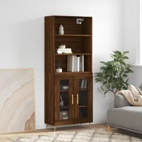 Aparador alto madera contrachapada marrón roble 69,5x34x180 cm by , Sideboards - Ref: Foro24-3189308, Price: 141,36 €, Discou...