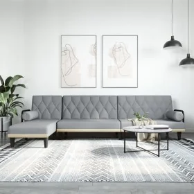 Sofá cama en forma de L tela gris claro 260x140x70 cm de , Sofás - Ref: Foro24-3157272, Precio: 394,24 €, Descuento: %