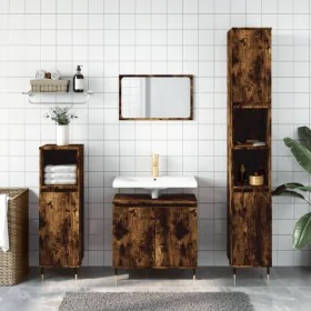 Set de muebles baño 3 pzas madera contrachapada roble ahumado de , Muebles de baño - Ref: Foro24-3187786, Precio: 177,04 €, D...
