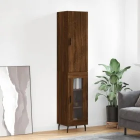 Aparador alto madera contrachapada roble marrón 34,5x34x180 cm de , Aparadores - Ref: Foro24-3199064, Precio: 111,84 €, Descu...