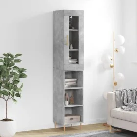 Aparador de madera contrachapada gris hormigón 34,5x34x180 cm by , Sideboards - Ref: Foro24-3199357, Price: 88,45 €, Discount: %