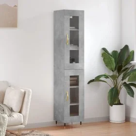 Aparador de madera contrachapada gris hormigón 34,5x34x180 cm by , Sideboards - Ref: Foro24-3199413, Price: 98,03 €, Discount: %