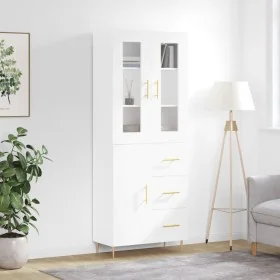 Aparador alto madera contrachapada blanco 69,5x34x180 cm by , Sideboards - Ref: Foro24-3198457, Price: 182,30 €, Discount: %