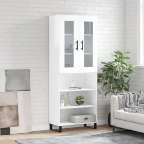 Aparador alto madera contrachapada blanco brillo 69,5x34x180 cm de , Aparadores - Ref: Foro24-3198747, Precio: 162,83 €, Desc...