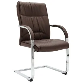 Silla de oficina voladiza de cuero sintético marrón de , Sillas de oficina - Ref: Foro24-289343, Precio: 127,18 €, Descuento: %