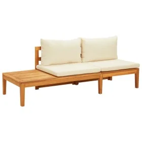 Banco de jardín y mesa cojines crema madera maciza de acacia by , Modular outdoor sofas - Ref: Foro24-316314, Price: 318,87 €...