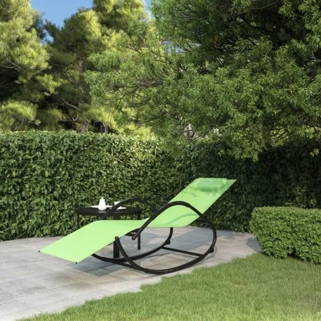 Tumbona mecedora de acero y textileno verde de , Tumbonas - Ref: Foro24-318119, Precio: 75,76 €, Descuento: %