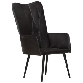 Sillón orejero de cuero auténtico negro de , Sillones - Ref: Foro24-339650, Precio: 119,55 €, Descuento: %