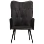 Sillón orejero de cuero auténtico negro de , Sillones - Ref: Foro24-339650, Precio: 119,55 €, Descuento: %