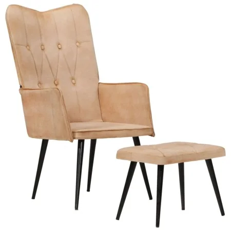 Sillón orejero con reposapiés cuero auténtico crema canela von , Sessel - Ref: Foro24-339667, Preis: 103,66 €, Rabatt: %