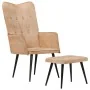 Sillón orejero con reposapiés cuero auténtico crema canela von , Sessel - Ref: Foro24-339667, Preis: 103,66 €, Rabatt: %