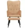 Sillón orejero con reposapiés cuero auténtico crema canela von , Sessel - Ref: Foro24-339667, Preis: 103,66 €, Rabatt: %