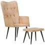 Sillón orejero con reposapiés cuero auténtico crema canela von , Sessel - Ref: Foro24-339667, Preis: 103,66 €, Rabatt: %