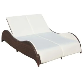 Tumbona doble con cojín de ratán sintético marrón de , Tumbonas - Ref: Foro24-41976, Precio: 396,81 €, Descuento: %