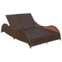 Tumbona doble con cojín de ratán sintético marrón de , Tumbonas - Ref: Foro24-41976, Precio: 396,81 €, Descuento: %