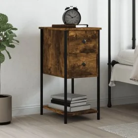 Mesita de noche madera de ingeniería roble ahumado 32x42x70 cm de , Mesitas de noche - Ref: Foro24-826097, Precio: 50,13 €, D...