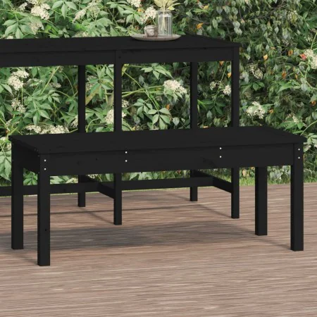Banco de jardín madera maciza pino negro 109x44x45 cm de vidaXL, Bancos de jardín - Ref: Foro24-824008, Precio: 67,87 €, Desc...