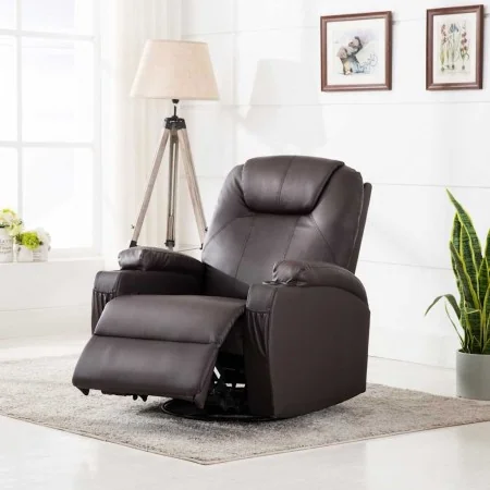 Sillón de masaje mecedora de cuero sintético marrón de , Sillones de masaje eléctricos - Ref: Foro24-246636, Precio: 589,66 €...