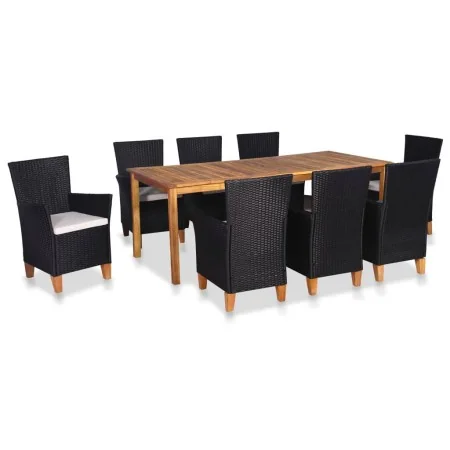 Set de comedor de jardín 9 pzas ratán sintético negro y marrón de , Conjuntos de jardín - Ref: Foro24-44102, Precio: 669,14 €...