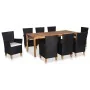 Set de comedor de jardín 9 pzas ratán sintético negro y marrón de , Conjuntos de jardín - Ref: Foro24-44102, Precio: 669,14 €...