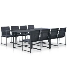 Set comedor de jardín 9 piezas y cojines ratán sintético negro by , Garden sets - Ref: Foro24-44445, Price: 691,26 €, Discoun...