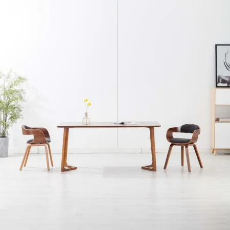 Sillas de comedor 2 unidades tela y madera curvada gris oscuro de , Sillas de comedor - Ref: Foro24-279476, Precio: 419,00 €,...