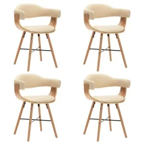 Sillas de comedor 4 uds cuero sintético y madera curvada crema de , Sillas de comedor - Ref: Foro24-279497, Precio: 602,64 €,...