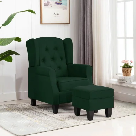 Sillón con reposapiés tela verde oscuro de , Sillones - Ref: Foro24-320157, Precio: 302,81 €, Descuento: %