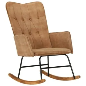 Silla mecedora de lona vintage marrón de , Mecedoras - Ref: Foro24-339684, Precio: 128,95 €, Descuento: %