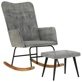 Mecedora con taburete lona vintage gris de , Mecedoras - Ref: Foro24-339701, Precio: 114,12 €, Descuento: %
