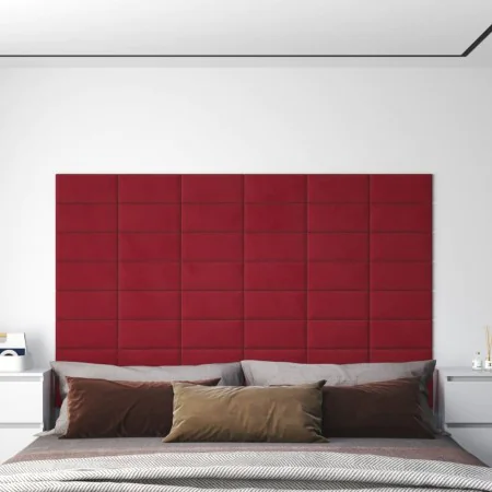 Paneles de pared 12 uds terciopelo rojo tinto 30x15 cm 0,54 m² von , Wandverkleidung - Ref: Foro24-343783, Preis: 21,20 €, Ra...