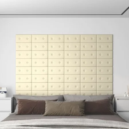 Paneles de pared 12 uds cuero sintético crema 30x15 cm 0,54 m² by , Wall covering - Ref: Foro24-343968, Price: 19,87 €, Disco...