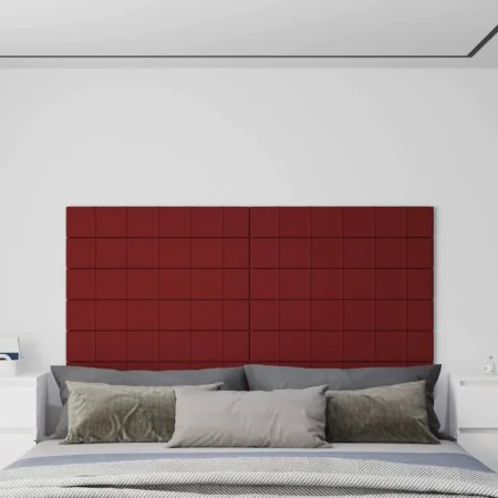 Paneles de pared 12 uds tela rojo tinto 90x15 cm 1,62 m² by , Wall covering - Ref: Foro24-344097, Price: 47,25 €, Discount: %