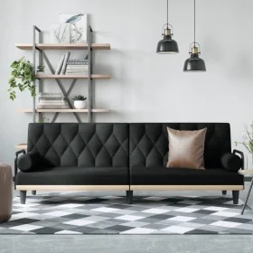 Sofá cama con reposabrazos tela negro de , Sofás - Ref: Foro24-351939, Precio: 277,70 €, Descuento: %