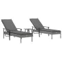 Tumbonas 2 unidades con mesa y cojines ratán sintético gris de , Conjuntos de jardín - Ref: Foro24-362808, Precio: 329,01 €, ...