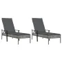 Tumbonas 2 unidades con mesa y cojines ratán sintético gris de , Conjuntos de jardín - Ref: Foro24-362808, Precio: 329,01 €, ...