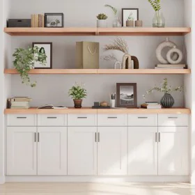 Estante de pared madera maciza roble sin tratar 220x60x(2-6) cm de , Estantes y estanterías - Ref: Foro24-363619, Precio: 171...