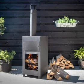 Esschert Design Estufa de terraza con horno de pizza negro de , Chimeneas - Ref: Foro24-444906, Precio: 267,75 €, Descuento: %